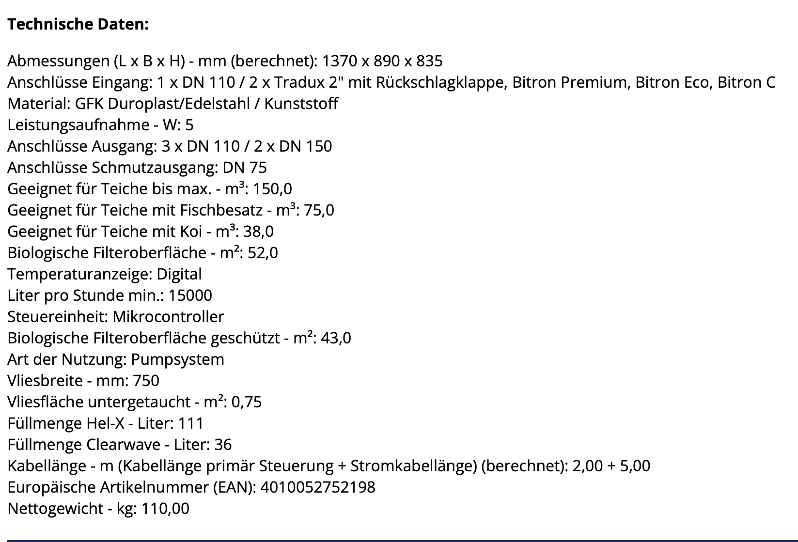 Oase Fleece-Filter ProfiClear Premium Fleece 750