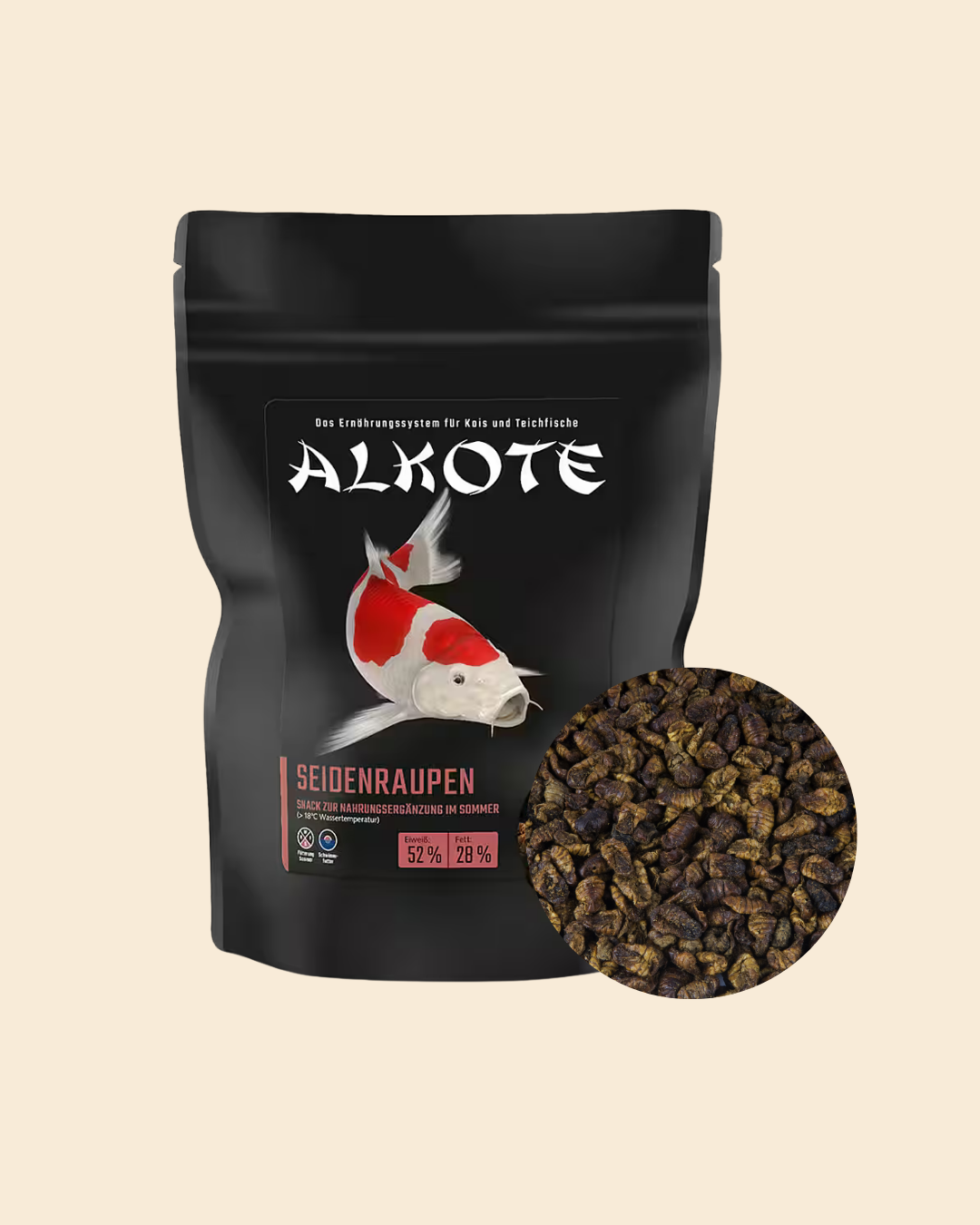 Alkote Seidenraupen – Proteinreicher Snack für Koi & Zierfische