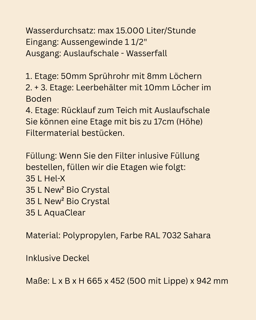 Trickle Filter Rieselfilter medium mit Wasserfall